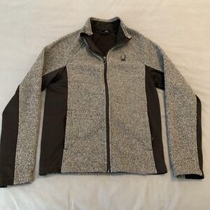 Spyder Jacket Mens Small Gray Colorblock Fleece Full Zip Ski Hiking SPFED043-065